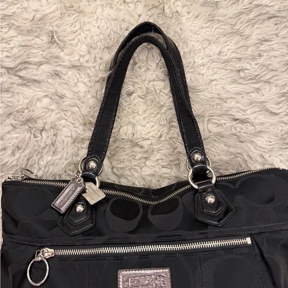 Coach Poppy Signature Canvas Tote Bag - Black - Picture 2 of 4